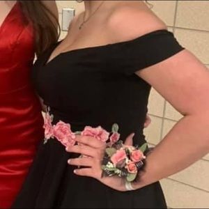 Black dress w/pink floral detailings